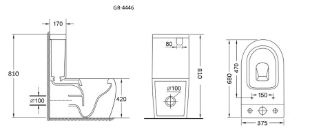 Унитаз напольный Grossman GR-4446S (680х375х810)